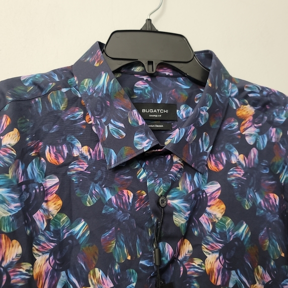Bugatchi JULIAN Floral Print Shirt Long Sleeve Shirt Shaped Fit - Picture 4 of 10
